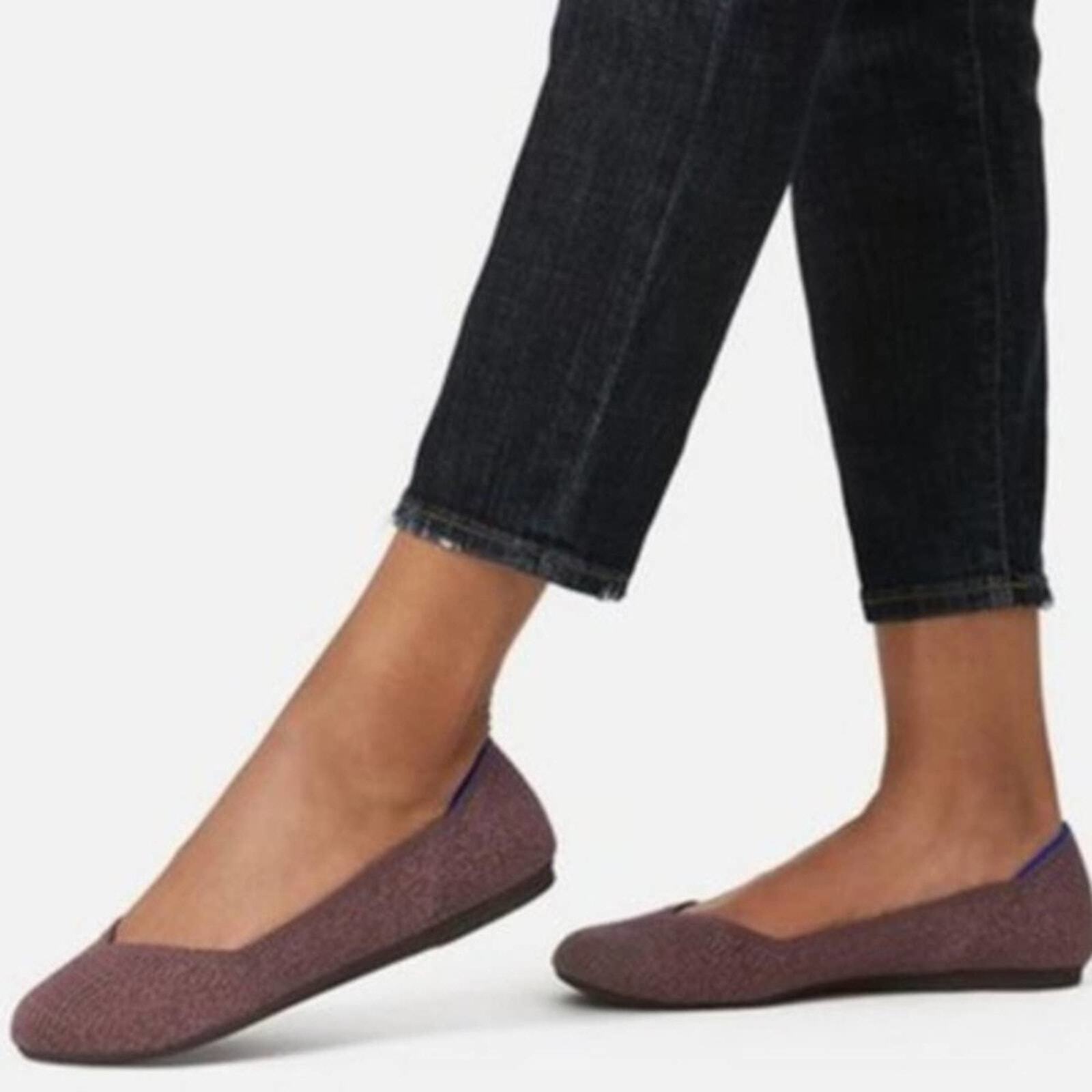 Rothys round truffle python size 8 brown flat sho… - image 10