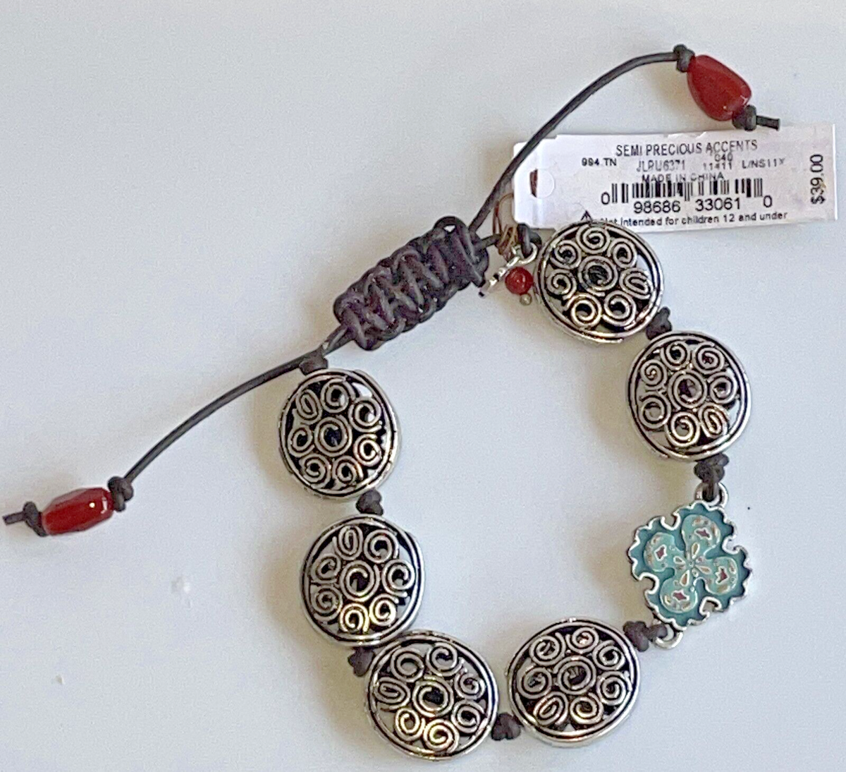 LUCKY BRAND SILVER BRACELET WITH SEMI PRECIOUS STONES