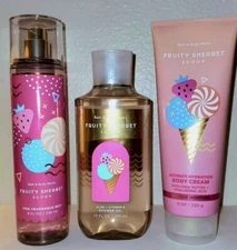 Bath & Body Works FRUITY SHERBET SCOOP Fragrance Mist Cream Shower Gel LOT Set 
