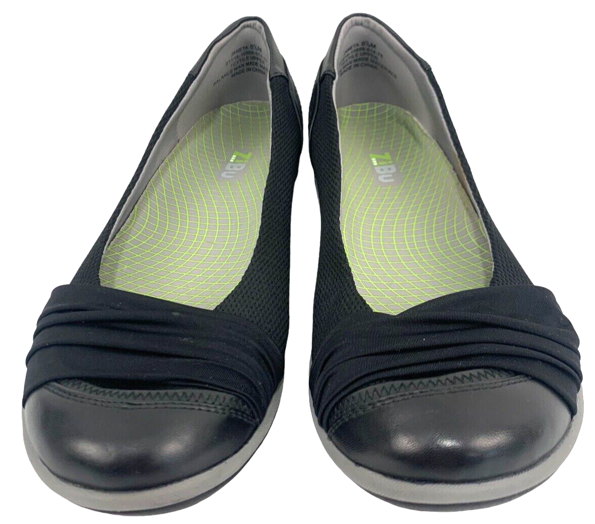 Zibu Women's Black Slip On Comfort Ballet Flats Size 8.5M