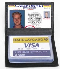 Black Leather Business Card Holder Clear Plastic Inserts Pocket Organizer Wallet