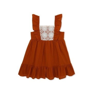 Wonder Nation Toddler Girls Elevated Dress Copper yellow sz 3T.
