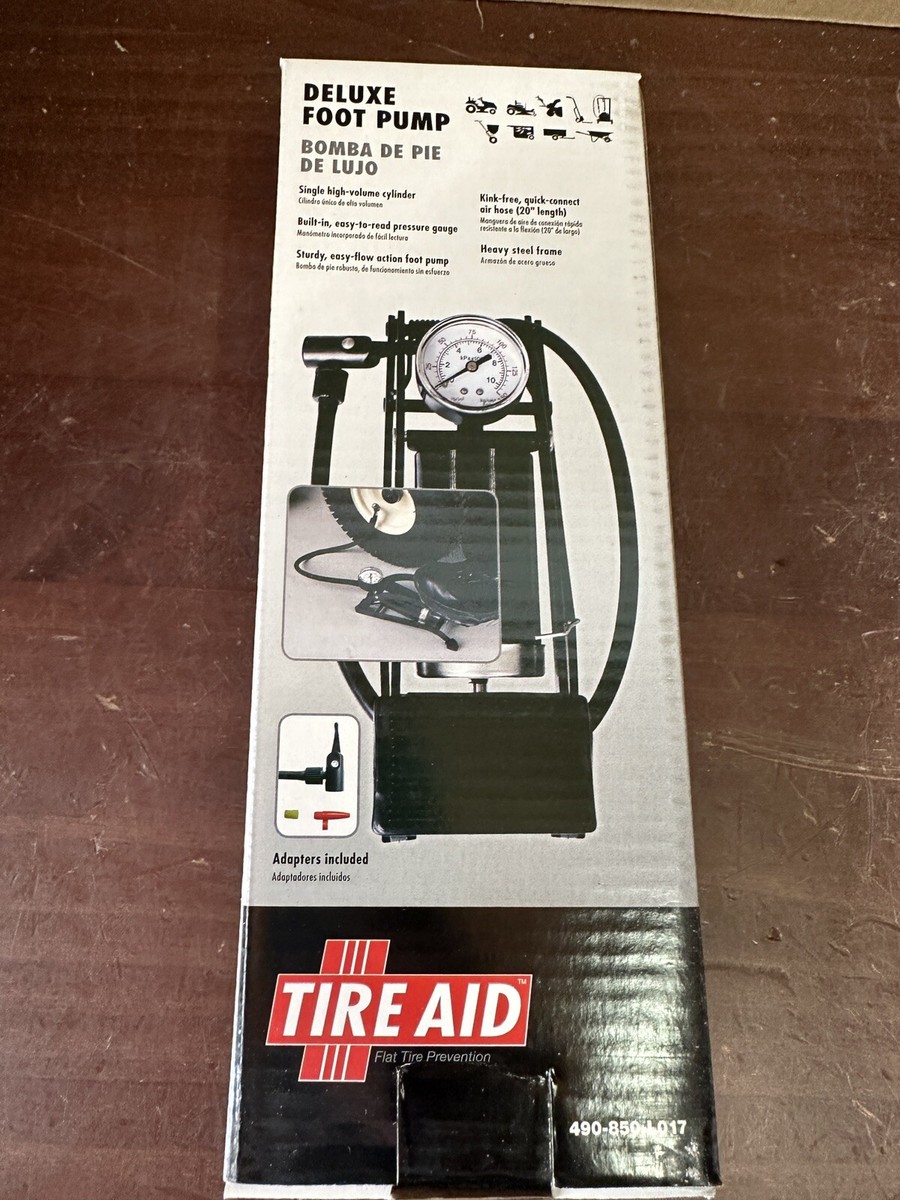 Tire Aid Deluxe Foot Pump Bike Bicycle Portable Mini Air Inflator