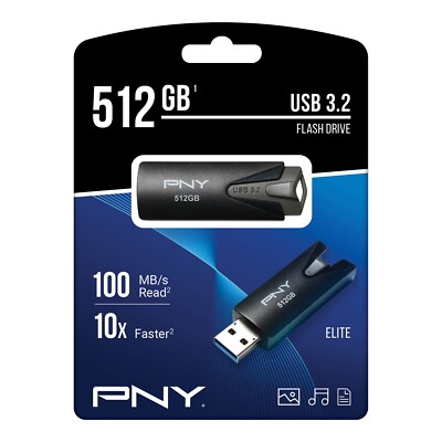 PNY USB 3.2 Flash Drive 512GB Black P-FD512ELT-GE BRAND NEW!!!!!!