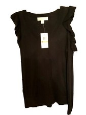 Womens Michael Kors Cold Shoulder V Neck Sweater Small
