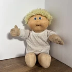 Vintage 1985 Cabbage Patch Doll With Blonde Yarn Hair Blue Eyes 16” Pre-Owned