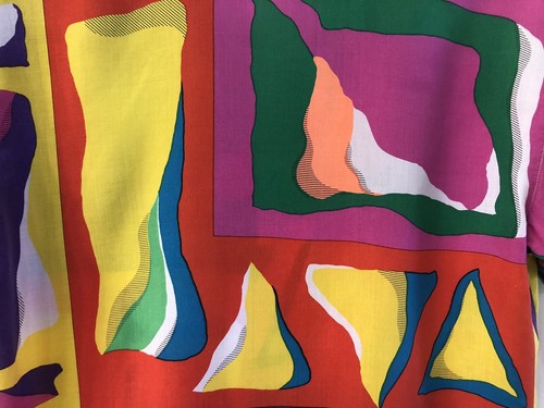 Vintage 80’s Esprit Men’s Size M Shirt Abstract Pattern Button Down Short Sleeve - Picture 10 of 16
