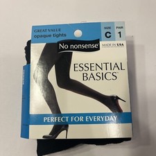 New Ladies No Nonsense Essential Basics Opaque Tights Sz C Black NWT 1 Pair 90  