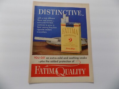 1952 LIFE PRINT AD FATIMA CIGARETTES TURKISH BLEND TOBACCO