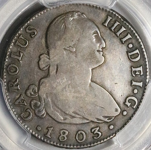 1803/1703-S PCGS VF 25 Spain 4 Reales Charles IV Seville Overdate Coin 23011402C