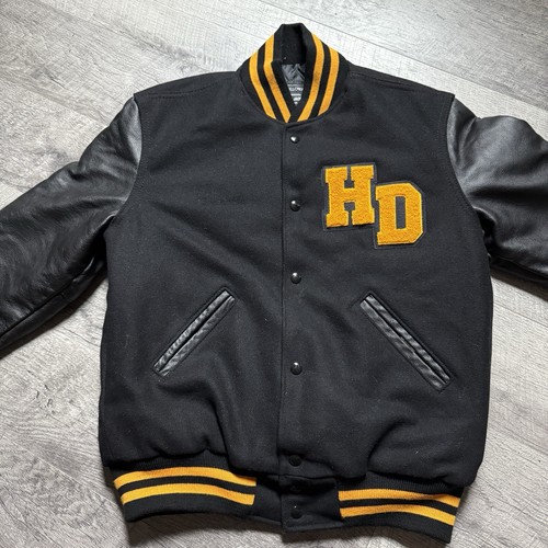VNTG 90’s Holloway Black Hills Dales Bar Icehouse Varsity Letterman Jacket Small - Picture 3 of 13