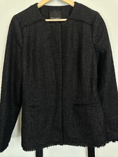 Banana Republic Black Silver Metallic Tweed Jacket Wool Blend NWT 12 Witchy Glam
