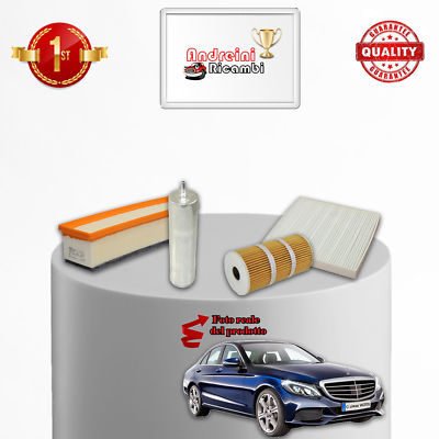 Kit tagliando 3 filtri + 7L olio Edge 5W30 LL per Classe C W205 C205 benzina C180 C200 C250 (2014-2021