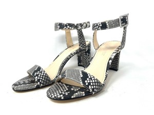 snakeskin block heels