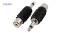 Adaptateur PHILIPS avec fiche jack 3,5mm mono mâle et fiche RCA femelle