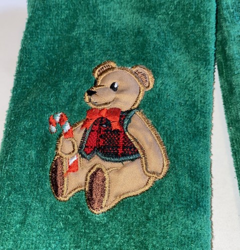Lot Of 4 Vintage Embroidered Snowman Bear Santa Christmas Fingertip Towels - Picture 4 of 16