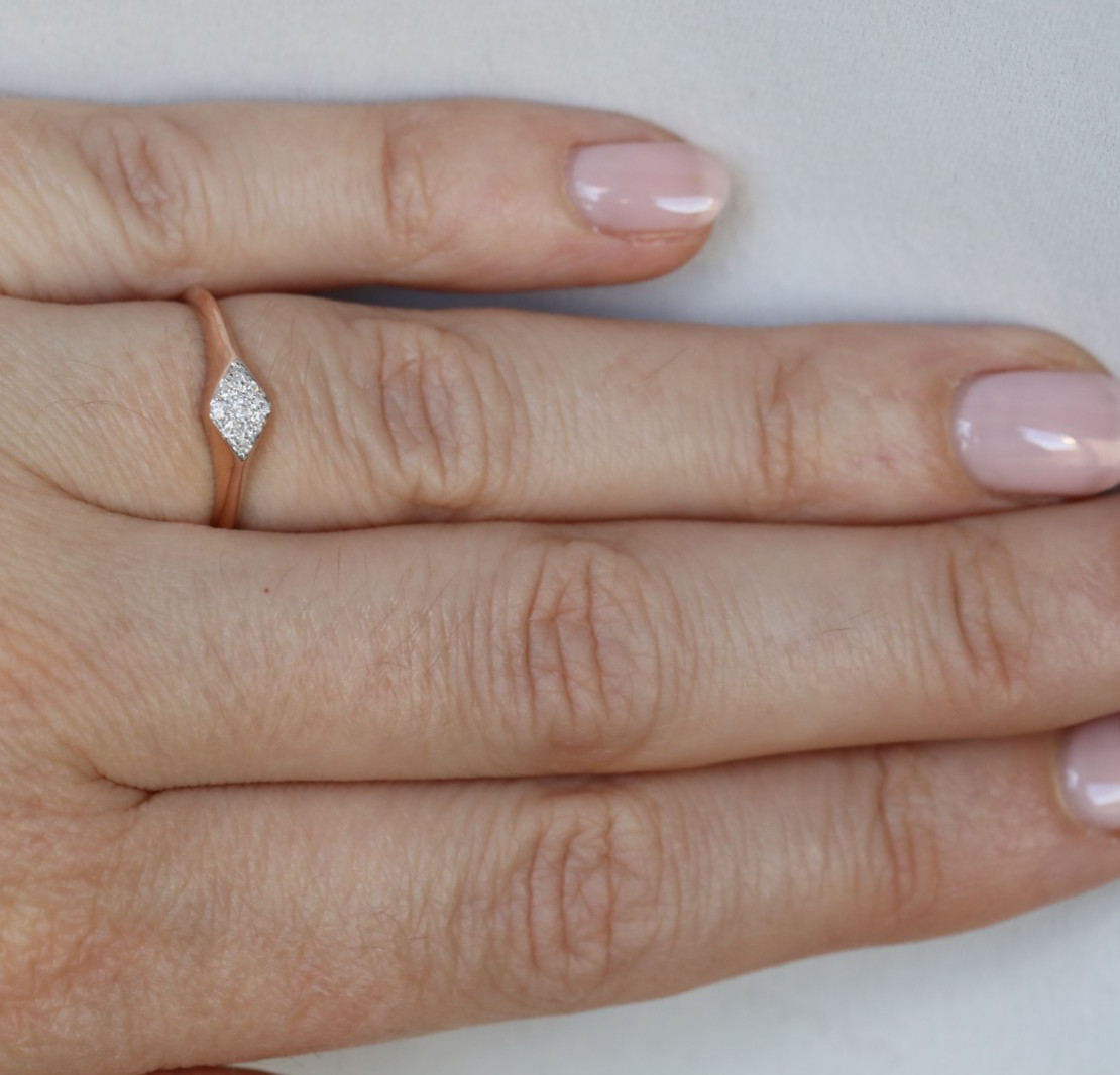 9ct Solid Rose Gold Diamond Cluster Ring Square S… - image 7