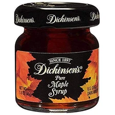 Dickinsons Pure Maple Syrup 1.6 Ounce Glass Jars Pack Of 72 Kosher Quality