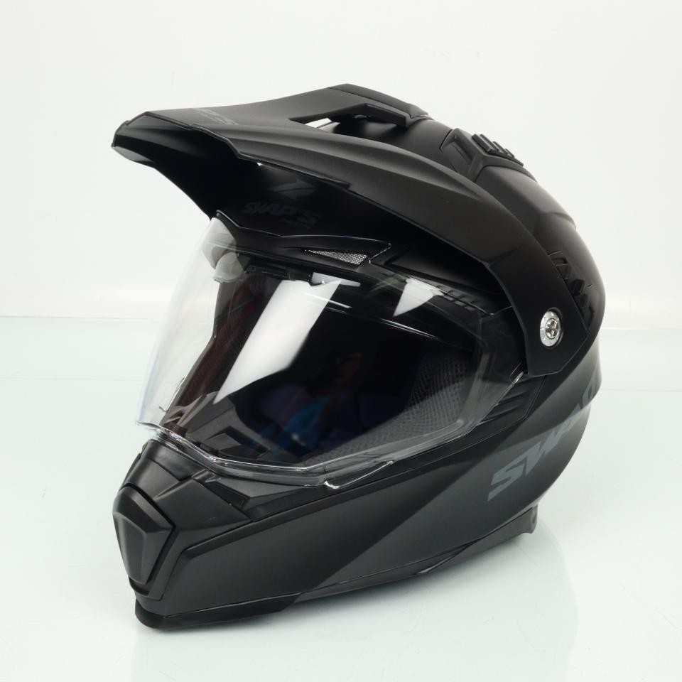 Casque moto cross Swaps S789 Crux noir mat en taille L pour pilote de trail enduro