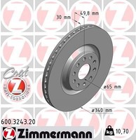 2X Zimmermann Bremsscheibe 600.3243.20 FüR Audi Seat Skoda VW