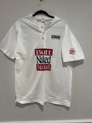 Vintage Winston Cigarettes Henley T Shirt Mens XL Slim Butt Naked No Bull 1998