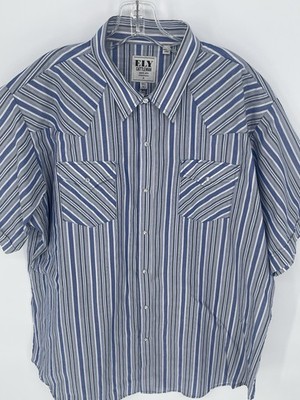 Ely Cattleman Shirt Mens 2XL Tall Plaid Western Pearl Snap Long Sleeve Cowboy