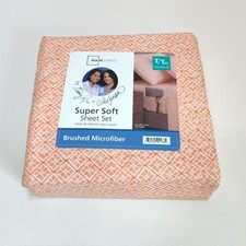 Mainstays Brushed Microfiber Super Soft Twin/XL Sheet Set Orange Diamond Design