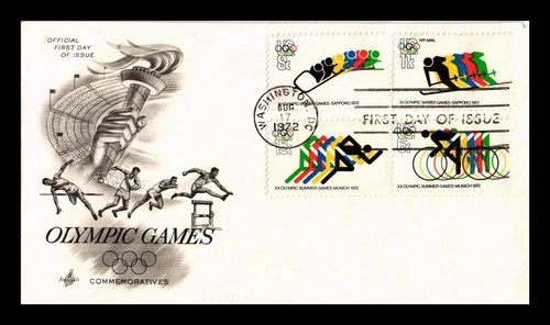 DR JIM STAMPS US COVER OLYMPICS MUNICH AND SAPPORO FDC COMBO ARTCRAFT