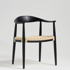 Kenny Dining Chair Natural Triple Paper Coil Seat Black Curved Ash Wood Frame