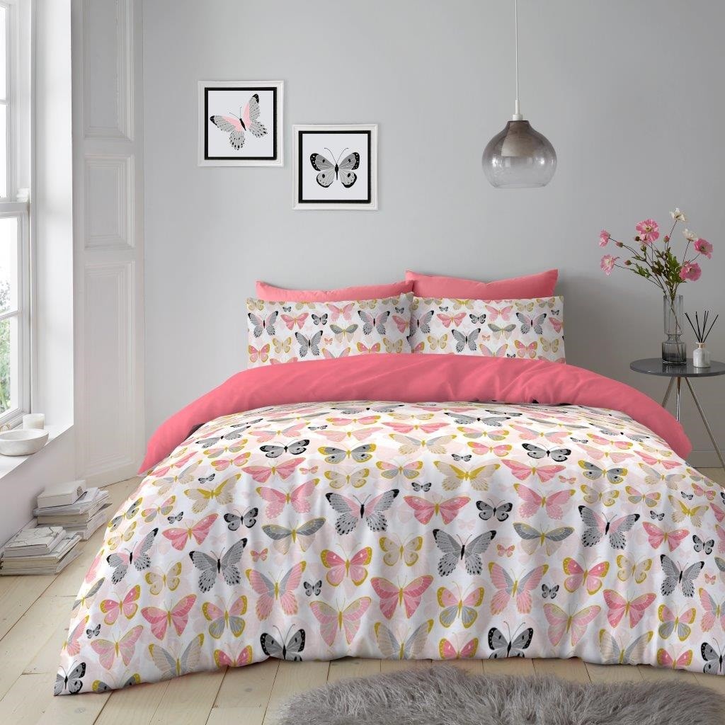 Butterfly Duvet Cover Butterflies Girls King Quilt Bedding Bed Linen Set Pink