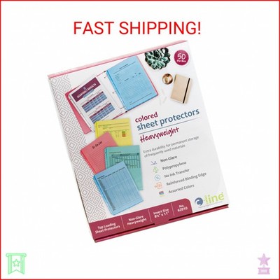 C-Line 62010 Colored Polypropylene Sheet Protector, Assorted Colors, 2'', 11 x 8