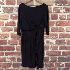 Ralph Lauren Dress Womens 16 Black Burgundy Abstract Stretchy Casual Career 