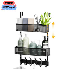 Over The Door Hooks Organizer,Door Hanger with 10 Hooks 2 Basket Adjustable Sp