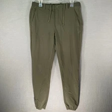 Layer 8 Men's Jogger Pants Olive Green Size M Polyester Spandex Elastic Waist