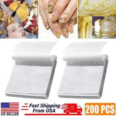 200× Imitation Silver Leaf Sheet Foil Paper for DIY Gilding Craft Art Decoretion
