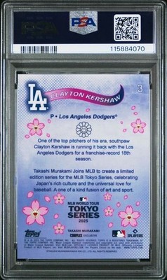 🔥🔥🔥PSA 10🔥🔥🔥2025 Topps Murakami CLAYTON KERSHAW Tokyo Series
