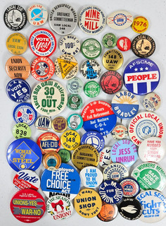 Union & Labor Buttons & Pins Many From the 1930s Total of 58 Different Buttons