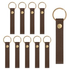 10 Pcs PU Leather Laser Engraving Keychain Blanks Coffee, 4.5" x 0.6" 
