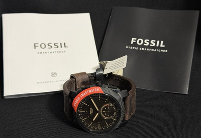 FOSSIL MACHINE HYBRID SMART FTW1163 BLACK DIAL WITH BROWN LEATHER STRAPS NEW
