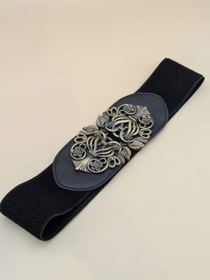 Cinturón elástico elástico elástico para mujer con hebilla metálica floral para vestidos talla S - Imagen 1 de 4