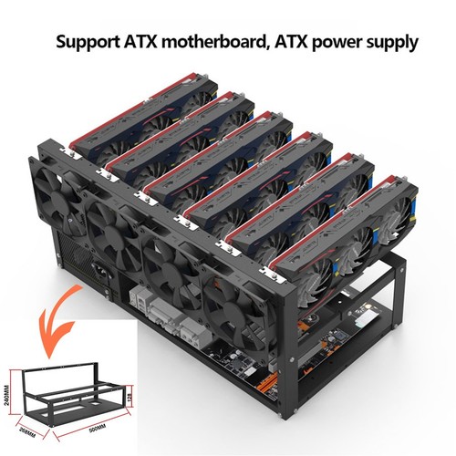 2021 Heighten For 6/8 GPU Open Air Mining Rig Frame Case Computer Crypto Coin - Afbeelding 4 van 7