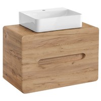 Badezimmer Waschtisch 80Cm Mit Keramikbecken Unterschrank In Wotaneiche GäSte-Wc