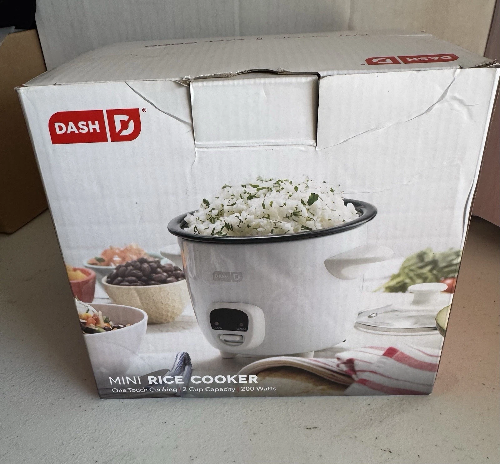 DASH Mini Rice Cooker DRCM200GBWH04 2 Cup 200 Watts White Plastic Steam