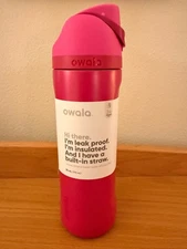 NEW Owala "Read My Lips" 24 oz Magenta Pink Red Target Stainless Steel Free Sip