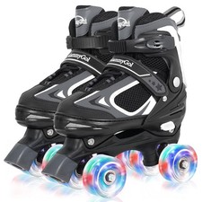 MammyGol Adjustable Kids Quad Roller Skates w/ Light-Up Wheels - 4 Sizes