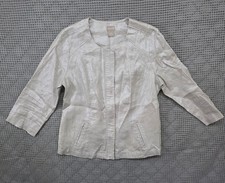 Chico's Women 100 Linen jacket, metallic foil moto-style jacket White