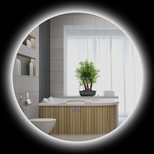 kleankin Specchio Bagno con Luci LED, Controllo Touch e Antiappannamento Ø70 cm
