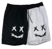 Shein Men Street Life Cartoon Smiley Face Drawstring Shorts Size 3XL