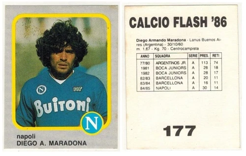 Calcio Flash 86 1986 Figurina 177 Diego Armando Maradona Napoli con Velina