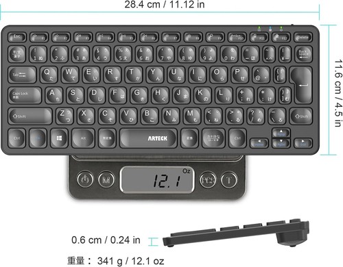 Arteck 2.4Gwireless Keyboard Nothing Line Lightweight Full Size Media Functions - Picture 6 of 7